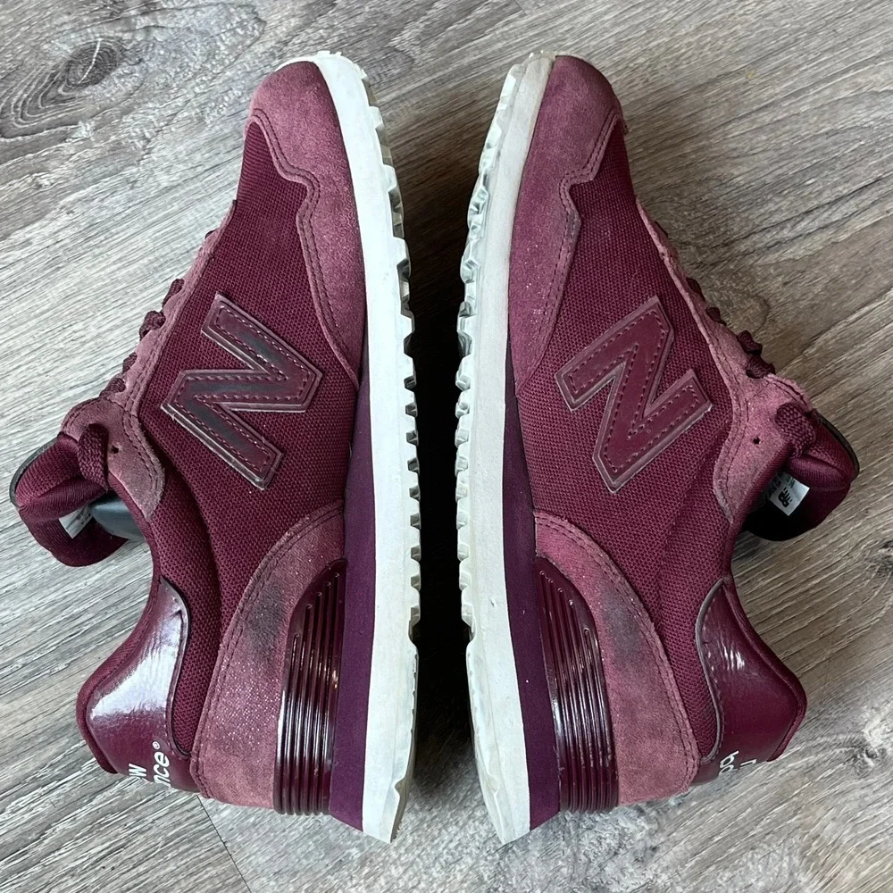 New Balance 515 Retro Sneakers Burgundy Glitter Suede Womens 8 UK‎ 6 EU 39